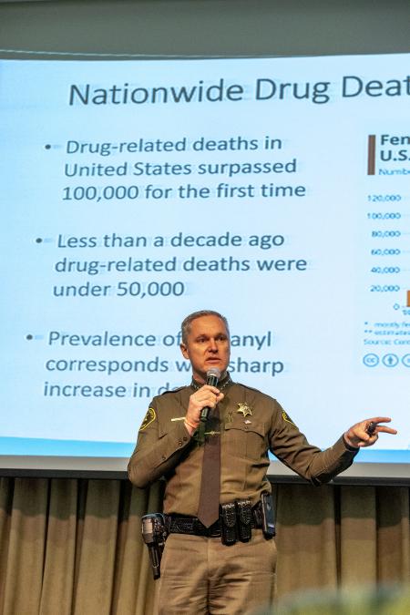 Sheriff Barnes speaks at the inaugural Fighting Fentanyl Together Forum